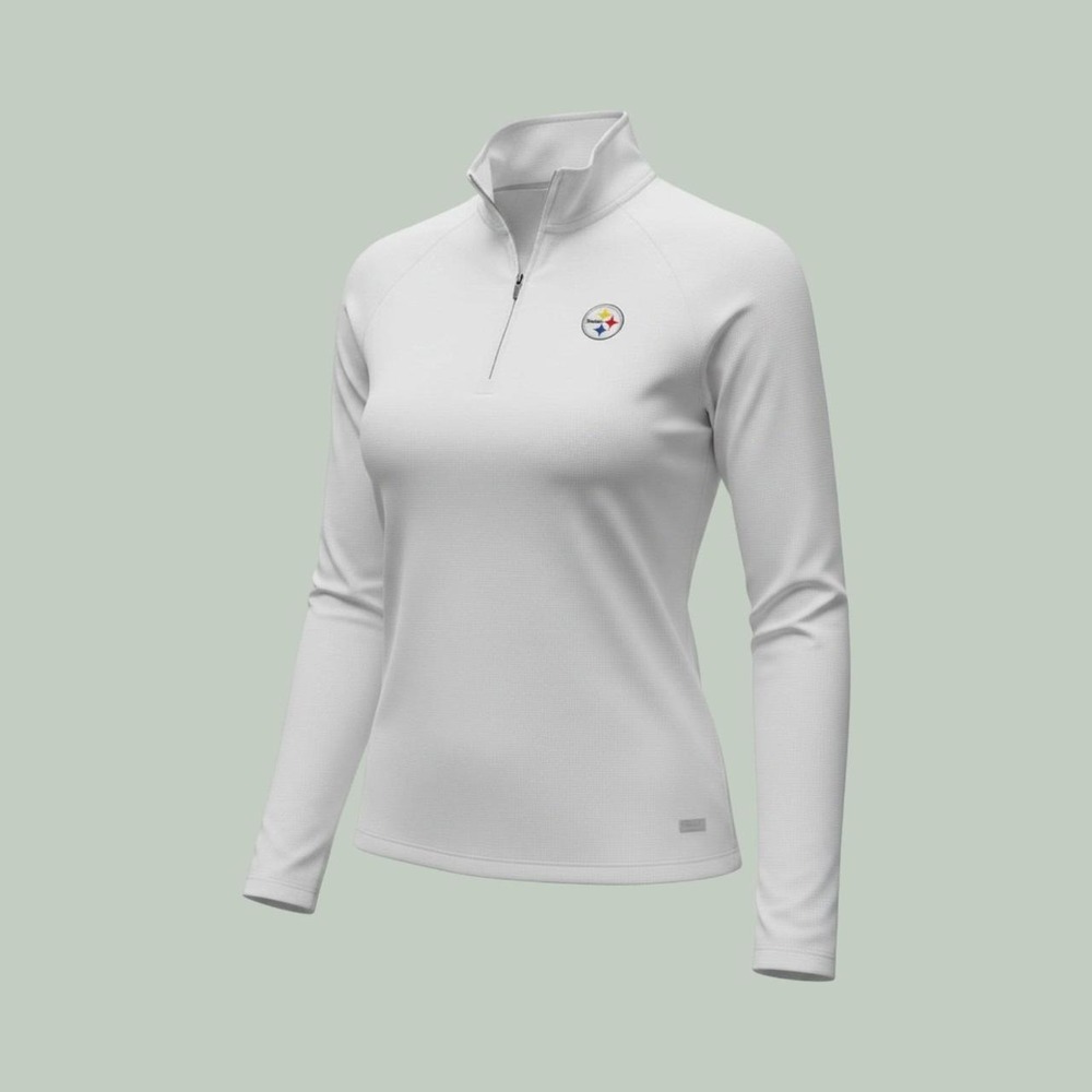 Annika Cutter & Buck Pittsburgh Steelers White Quarter Zip Pullover Womens M